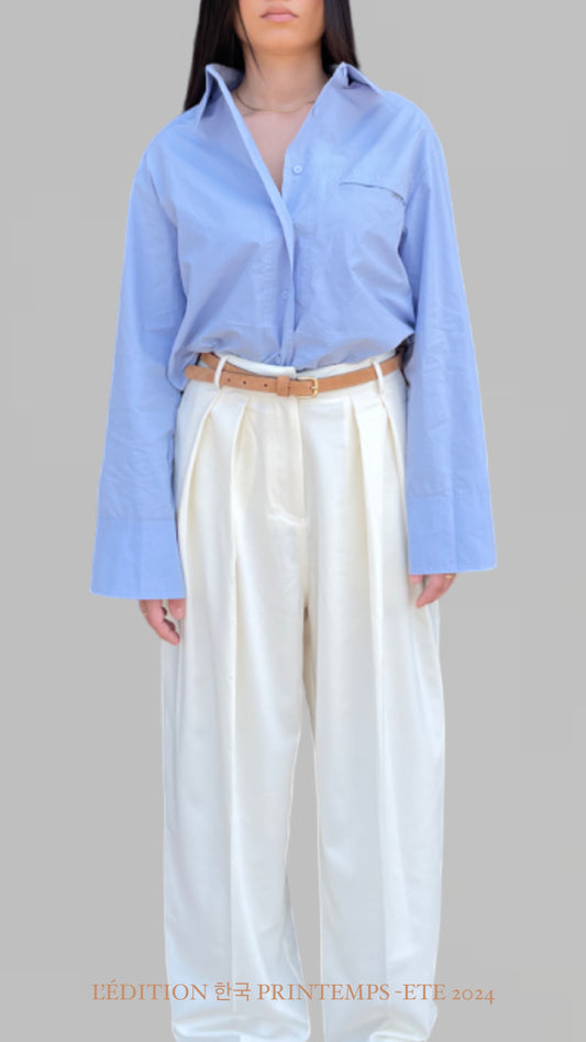 Pantalon plissé - crème